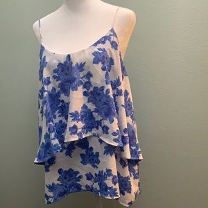 Feminine Summer Blue & White Floral Top